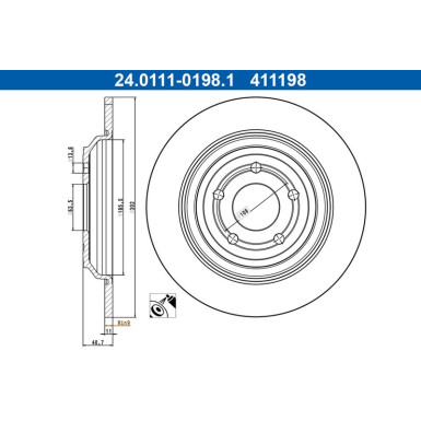 ATE Bremsscheibe 24.0111-0198.1