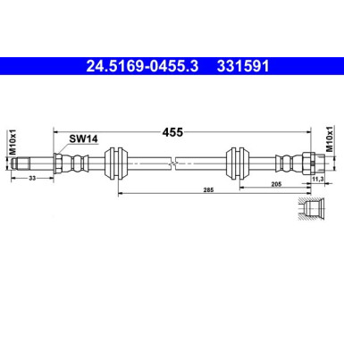 ATE Bremsschlauch | 24.5169-0455.3