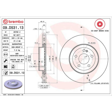 15 482 108 Bremsscheibe HA Co-Cast MERCEDES C, E-Klasse 15 PRIME LINE - Co-Cast 09.D531.13