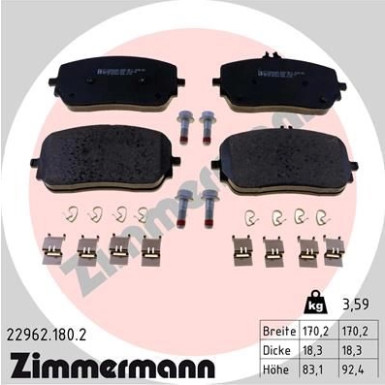 ZIMMERMANN Bremsbelagsatz, Scheibenbremse | 22962.180.2