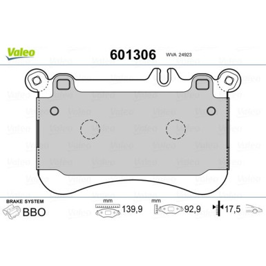 VALEO Bremsbeläge 601306