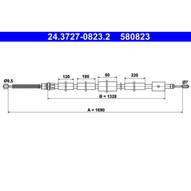 ATE Handbremsseil Seilzug Festellbremse 24.3727-0823.2 ATE Handbremsseil Seilzug Festellbremse 24.3727-0823.2