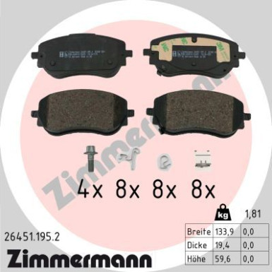 ZIMMERMANN Bremsbelagsatz, Scheibenbremse | 26451.195.2