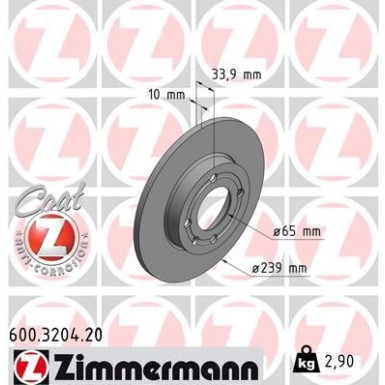 ZIMMERMANN Bremsscheibe | 600.3204.20