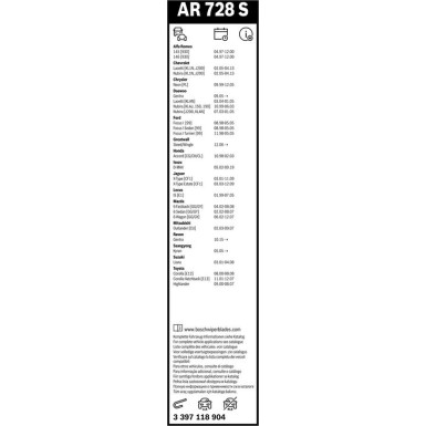 Scheibenwischer Aerotwin AR728S BOSCH | FORD Focus | 3397118904