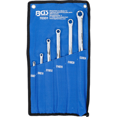 BGS Doppel-Ringschlüssel-Satz mit E-Profil-RiNGK | öpfen | extra lang | SW E6 x E7 - E22 x E24 | 6-tlg | 70331 BGS Doppel-Ringschlüssel-Satz mit E-Profil-RiNGK | öpfen | extra lang | SW E6 x E7 - E22 x E24 | 6-tlg | 70331