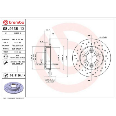 Bremsscheibe HA Xtra | AUDI A4,SEAT Exeo 00 | 08.9136.1X