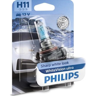 H11 12V 55W PGJ19-2 WhiteVision Ultra 1 Stück Philips 1-STK Blisterpackung WhiteVision ultra 12362WVUB1 H11 12V 55W PGJ19-2 WhiteVision Ultra 1 Stück Philips 1-STK Blisterpackung WhiteVision ultra 12362WVUB1