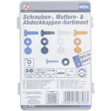 BGS Schrauben-, Muttern- & Abdeckkappen-Sortiment | 400-tlg | 6793