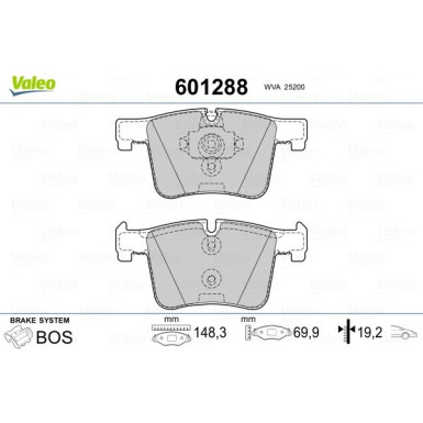 VALEO Bremsbeläge 601288