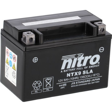 NITRO Motorradbatterie | GEL AGM geschlossen | NTX9 SLA