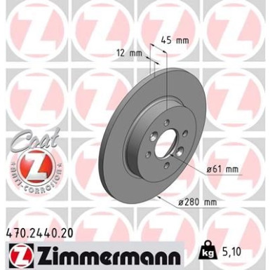 ZIMMERMANN Bremsscheibe 470.2440.20 Coat Z