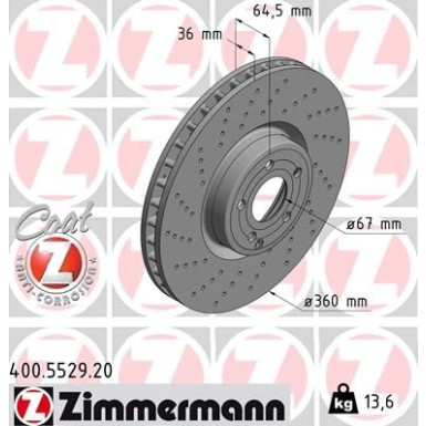 ZIMMERMANN Bremsscheibe 400.5529.20 Coat Z