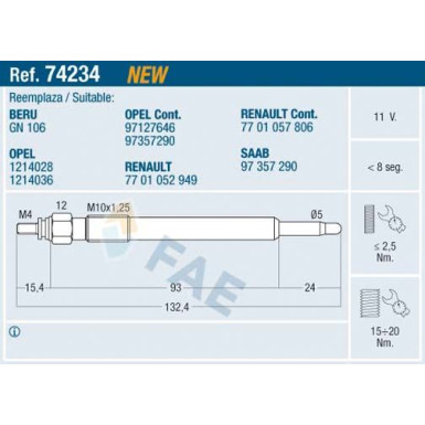 FAE Glühkerze 74234