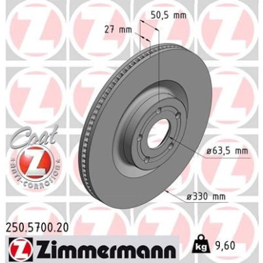 ZIMMERMANN Bremsscheibe | 250.5700.20