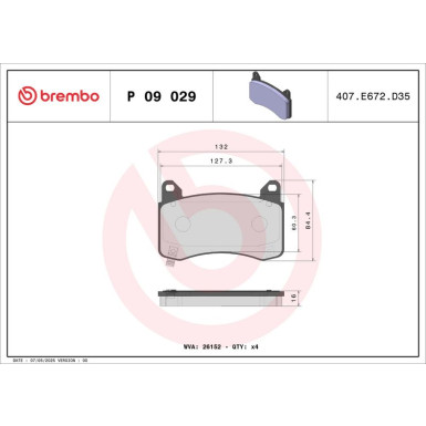 BREMBO Bremsklötze VA TESLA Model 3,Model Y 17 PRIME LINE P 09 029