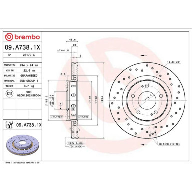 BREMBO Bremsscheibe XTRA VA | MITSUBISHI,CITROEN,PEUGEOT 88 | 09.A738.1X