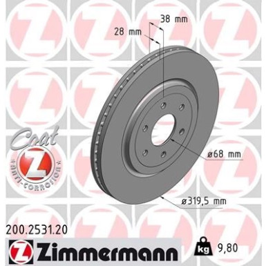 ZIMMERMANN Bremsscheibe | 200.2531.20