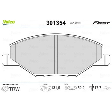 VALEO Bremsbeläge | 301354