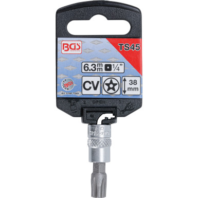 BGS Bit-Einsatz | Antrieb Innenvierkant 6,3 mm (1/4"""") | TS-Profil (für Torx Plus) mit Bohrung TS45 | 5184-TS45