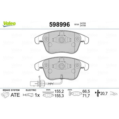 VALEO Bremsbeläge | 598996