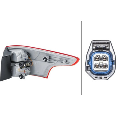 HECKLEUCHTE L 12 V HELLA | FORD FOCUS KOMBI 7,10-10,14 | 2VA 354 995-111