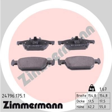 ZIMMERMANN Bremsbeläge | 24796.175.1