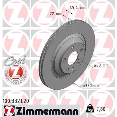 ZIMMERMANN Bremsscheibe 100.3321.20 Coat Z