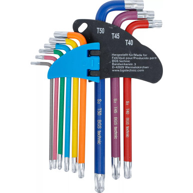 BGS Torx Winkelschlüssel-Satz Multicolour | mit Bohrung und Kugelkopf | 74464