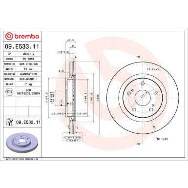 Bremsscheibe VA | SUZUKI Swift 17 | 09.E533.11 Bremsscheibe VA | SUZUKI Swift 17 | 09.E533.11