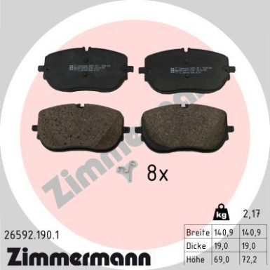 ZIMMERMANN Bremsbelagsatz, Scheibenbremse | 26592.190.1