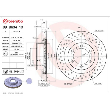 BREMBO Bremsscheibe 09.B634.1X XTRA LINE - Xtra