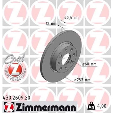 ZIMMERMANN Bremsscheibe | 430.2609.20