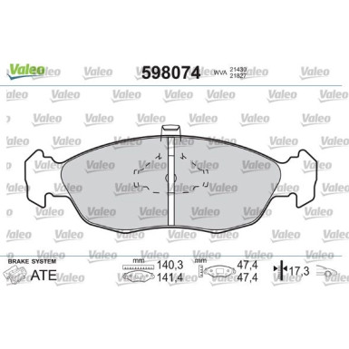 VALEO Bremsbeläge 598074