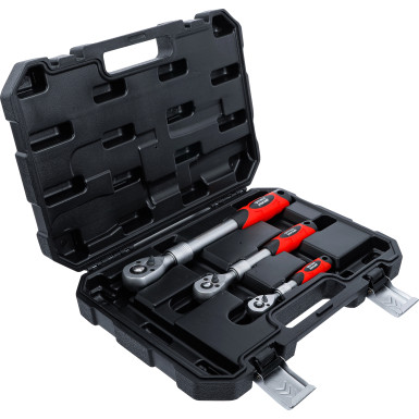 BGS Umschaltknarren-Satz | ausziehbar | Abtrieb Außenvierkant 6,3 mm (1/4"""") - 10 mm (3/8"""") - 12,5 mm (1/2"""") | 3-tlg | 72113