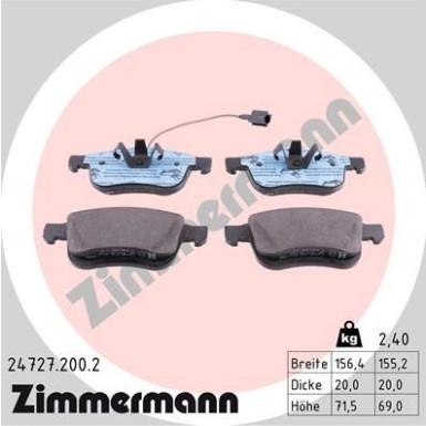 ZIMMERMANN Bremsbeläge | 24727.200.2