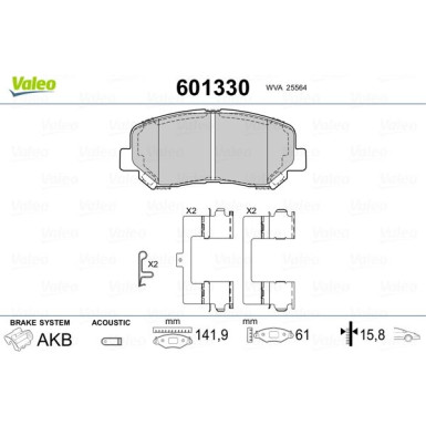 VALEO Bremsbeläge 601330 VALEO Bremsbeläge 601330