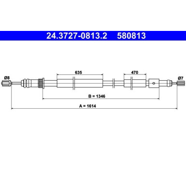 ATE Handbremsseil Seilzug Festellbremse 24.3727-0813.2