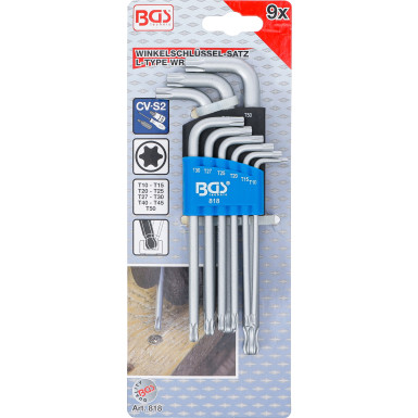BGS Winkelschlüssel-Satz | T-Profil (für Torx) mit Kugelkopf T10 - T50 mm | 9-tlg | 818