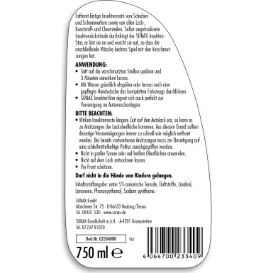 Sonax InsektenStar Insekenentferner 750ml 02334000