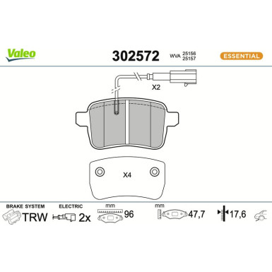 VALEO Bremsbeläge 302572