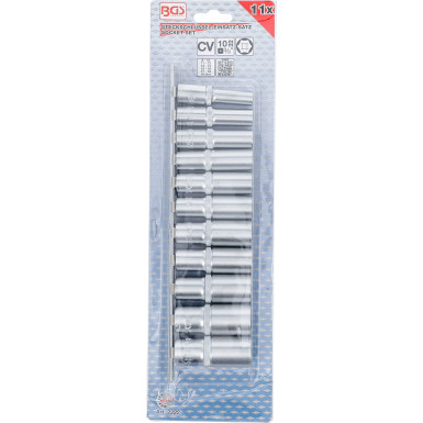BGS Steckschlüssel-Einsatz-Satz Sechskant, tief | Antrieb Innenvierkant 10 mm (3/8"""") | SW 8 - 19 mm | 11-tlg | 2222
