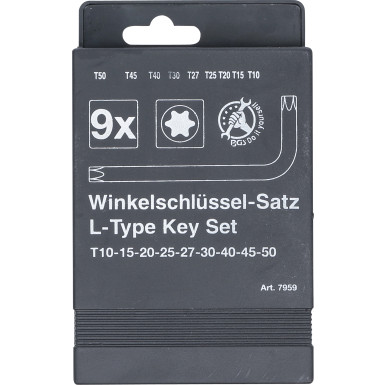 BGS Winkelschlüssel-Satz T-Profil (für Torx) T10 - T50 9-tlg BGS Do it yourself 7959