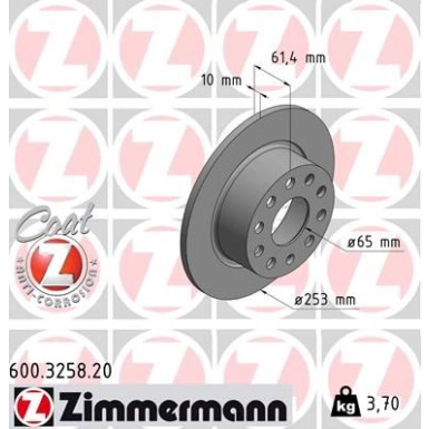 ZIMMERMANN Bremsscheibe 600.3258.20 Coat Z