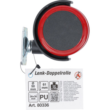 BGS Lenk-Doppelrolle | rot/schwarz | 50 mm | 80336 BGS Lenk-Doppelrolle | rot/schwarz | 50 mm | 80336