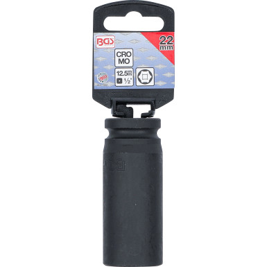 BGS Kraft-Steckschlüssel-Einsatz Sechskant, tief | Antrieb Innenvierkant 12,5 mm (1/2"""") | SW 22 mm | 7222