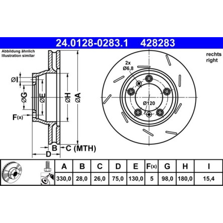 Bremsscheibe Porsche T. Panamera 3.0-4.8 09-16 Pr 24.0128-0283.1 Bremsscheibe Porsche T. Panamera 3.0-4.8 09-16 Pr 24.0128-0283.1