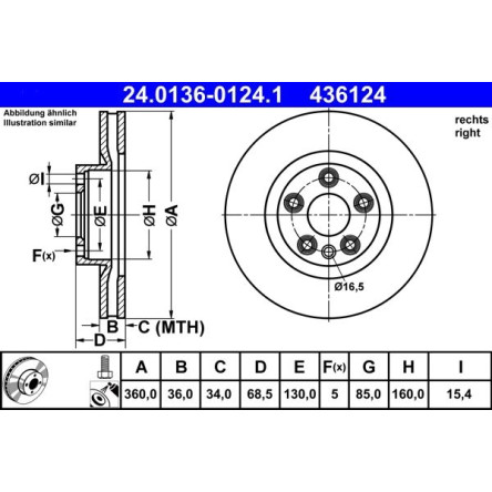 Bremsscheibe Vw P. Touareg 3.0-4.2 V8 10- Pr 24.0136-0124.1 Bremsscheibe Vw P. Touareg 3.0-4.2 V8 10- Pr 24.0136-0124.1