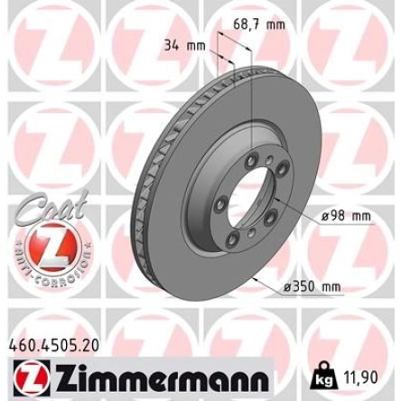 ZIMMERMANN Bremsscheibe 460.4505.20 ZIMMERMANN Bremsscheibe 460.4505.20