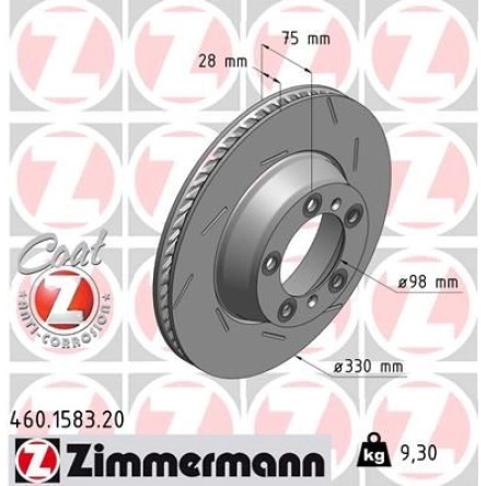 ZIMMERMANN Bremsscheibe 460.1583.20 ZIMMERMANN Bremsscheibe 460.1583.20
